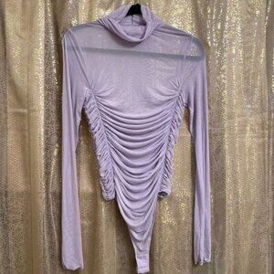 Free People Underneath it all lilac haze mesh bodysuit, Small